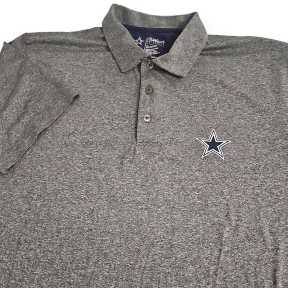 Dallas Cowboys Authentic 100% Polyester Polo‎ Mens X-Large, XL Grey Short Sleeve